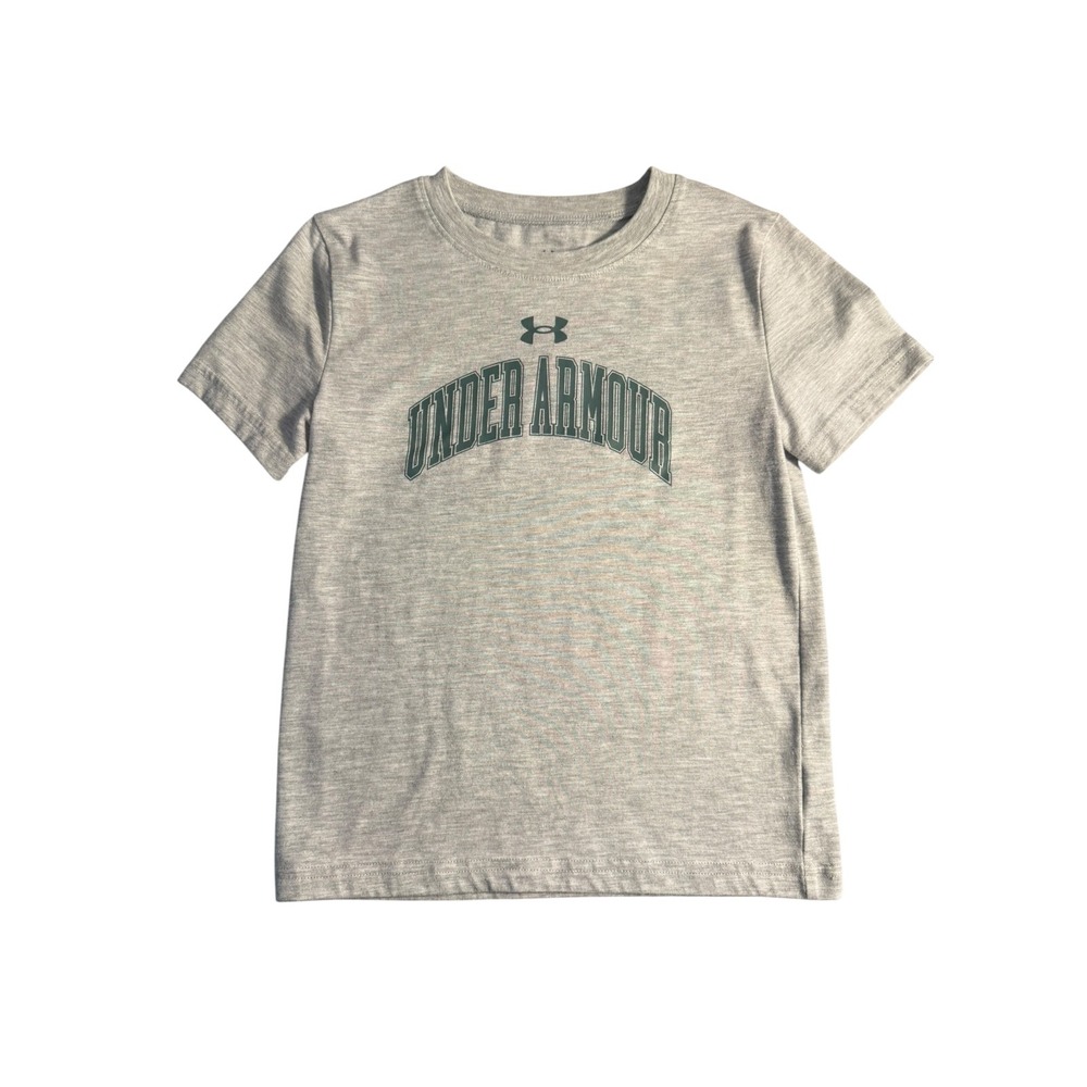 Under Armour Boys Size 6 Gray Heather Arched Logo Graphic‎ Short Sleeve T-Shirt